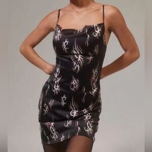 Urban Outfitters Mallory Black Cowl Slip Cocktail Holiday Party Mini Dress Sz S